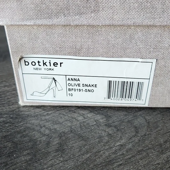 NWT BOTKIER | Anna Suede Tasseled Stiletto Heels - Olive Snake - Picture 6 of 7